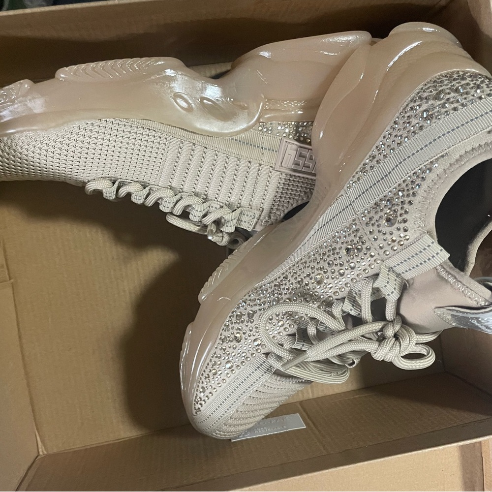 Steve Madden Beige Rhinestone Sneakers